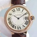 Replica Cartier Ballon Bleu Rose Gold & Diamonds White Dial Swiss 2836-2