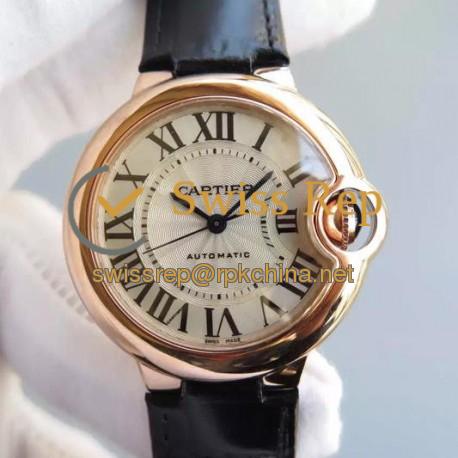 Replica Cartier Ballon Bleu 33MM Rose Gold Silver Dial Swiss 2671