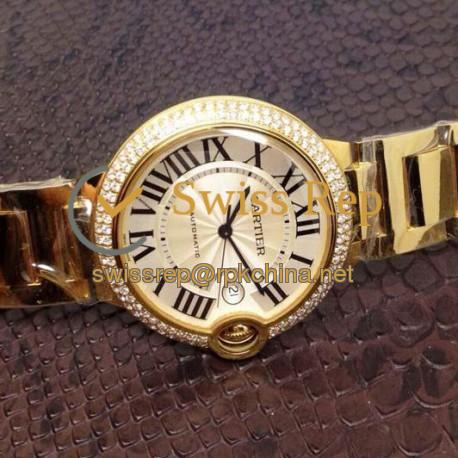 Replica Cartier Ballon Bleu 36MM Yellow Gold Silver Dial Swiss 2688