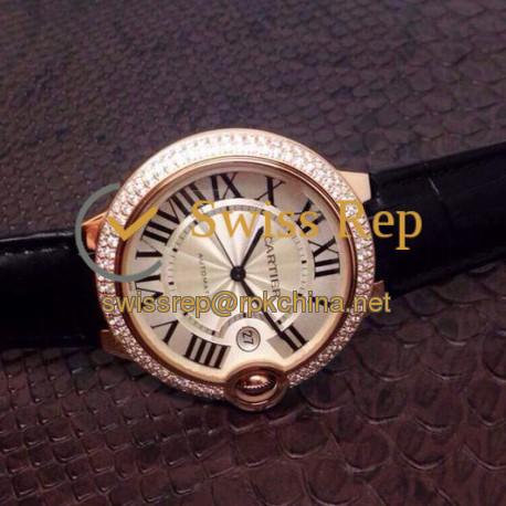 Replica Cartier Ballon Bleu 36MM Rose Gold Silver Dial Swiss 2688