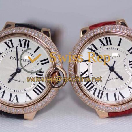 Replica Cartier Ballon Bleu 36MM Rose Gold Silver Dial Swiss 2688