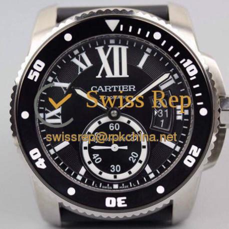 Replica Calibre De Cartier Diver 42MM V6F Stainless Steel Black Dial M9015