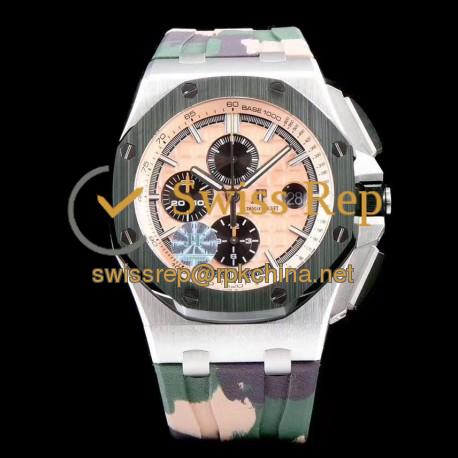 Replica Audemars Piguet Royal Oak Offshore Chronograph Combat 2018 SIHH 26400 JF V2 Stainless Steel Beige Dial Swiss 3126