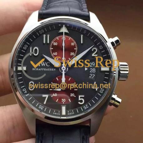 Replica IWC Pilot IW387808 Chronograph Stainless Steel Black & Red Dial Swiss 7750