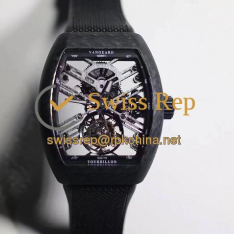 Replica Franck Muller Vanguard Skeleton V 45 S6 SQT CARBONE NR N Carbon Fiber Skeleton Dial Swiss Tourbillon