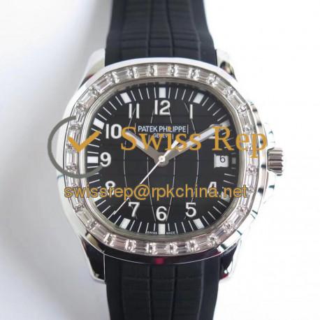 Replica Patek Philippe Aquanaut Jumbo 5167 KM Stainless Steel & Diamond Black Dial Swiss 324SC