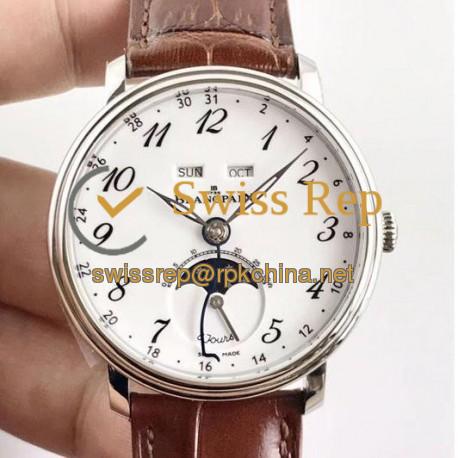 Blancpain Villeret Quantieme Complet 8 Jours 6639-3437-55B OM Stainless Steel White Dial Swiss 6639