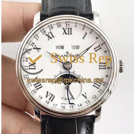 Blancpain Villeret Quantieme Complet 8 Jours 6639-3437-55B OM Stainless Steel White Dial Swiss 6639