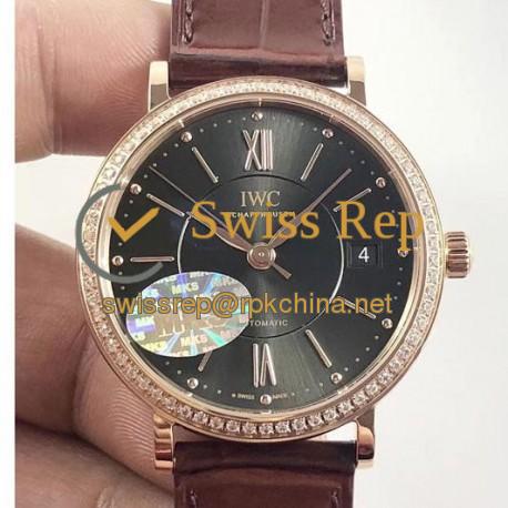 Replica IWC Portofino Automatic 37 IW458107 MK Rose Gold & Diamonds Anthracite Dial M9015