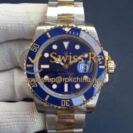 Replica Rolex Submariner Date 116613LB N V8S 24K Yellow Gold Wrapped & Stainless Steel Blue Dial Swiss 2836-2