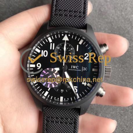 Replica IWC Pilot Top Gun Chronograph IW389001 ZF Ceramic Black Dial Swiss 7750