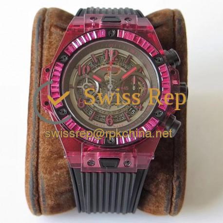 Replica Hublot Big Bang Unico Red Sapphire 411.JR.4901.RT OX Red Sapphire Crystal Skeleton Dial Swiss HUB1242