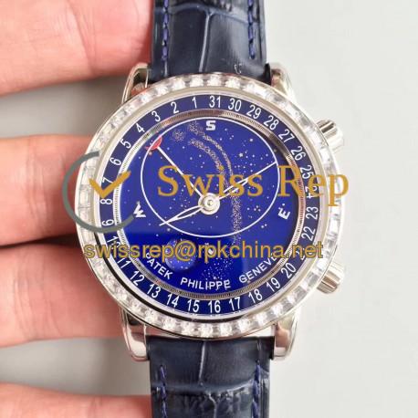 Replica Patek Philippe Grand Complications Sky Moon Celestial 6102P-001 Noob Stainless Steel Blue Dial Swiss 240 LU CL C