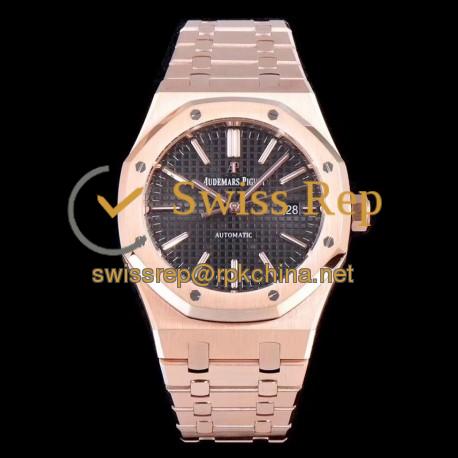 Replica Audemars Piguet Royal Oak 15450 JF V5 Rose Gold Black Dial Swiss 3120