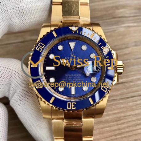 Replica Rolex Submariner Date 116618LB BP Yellow Gold Blue Dial Swiss 2836-2