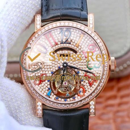 Replica Franck Muller Round Color Dreams Tourbillon TWL Rose Gold & Diamonds Diamond Dial Swiss Tourbillon