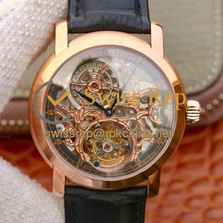 Replica Audemars Piguet Jules Audemars Tourbillon 26357PT.ZZ.D028CR.01 Noob Rose Gold Skeleton Dial Swiss Tourbillon