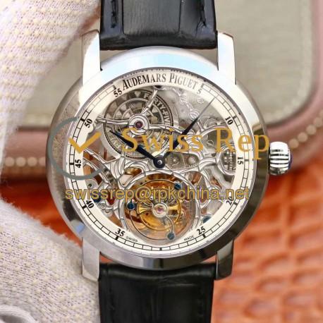 Replica Audemars Piguet Jules Audemars Tourbillon 26357PT.ZZ.D028CR.01 Noob Stainless Steel White Skeleton Dial Swiss Tourbillon