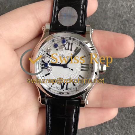 Replica Chopard Happy Sport 36MM Automatic 278559 YF V2 Stainless Steel White & Diamond Dial Swiss 2892