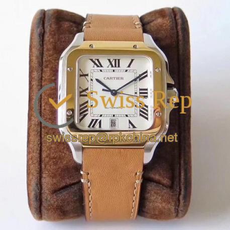 Replica Cartier Santos De Cartier Large 2018 W2SA0006 KOR Stainless Steel & Yellow Gold White Dial M9015