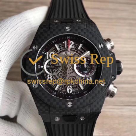 Replica Hublot Big Bang Unico Carbon 411.QX.1170.RX 3AF Carbon Fiber Skeleton Dial Swiss HUB1242