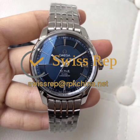 Replica Omega De Ville Hour Vision Co-Axial 41MM 431.33.41.21.03.001 VS Stainless Steel Blue Dial Swiss 8500