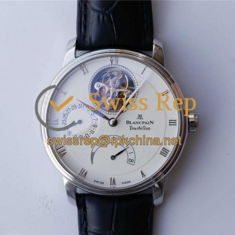 Replica Blancpain Villeret Tourbillon 8 Days 6025-1542-55B JB Stainless Steel White Dial Swiss Tourbillon