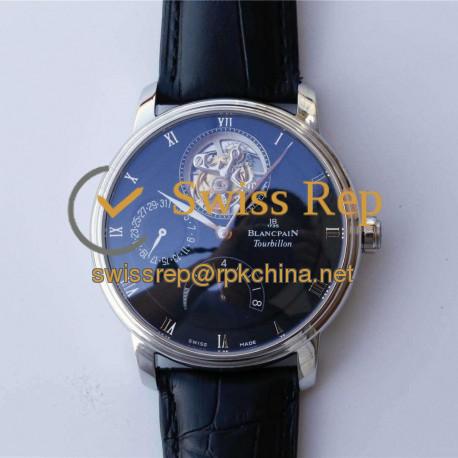 Replica Blancpain Villeret Tourbillon 8 Days 6025-1542-55B JB Stainless Steel Black Dial Swiss Tourbillon