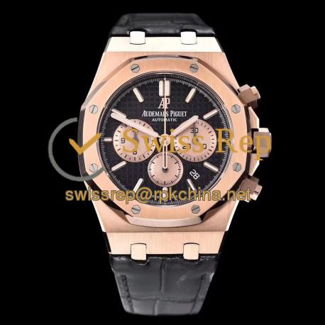 Replica Audemars Piguet Royal Oak Chronograph 26331 OM Rose Gold Black Dial Swiss 7750