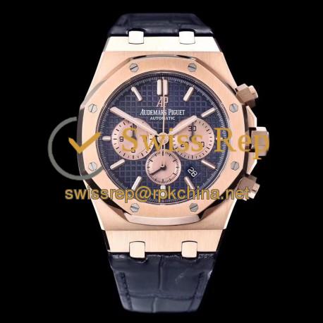 Replica Audemars Piguet Royal Oak Chronograph 26331 OM Rose Gold Blue Dial Swiss 7750