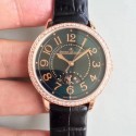 Replica Jaeger-LeCoultre Ladies Rendez-Vous Night & Day Medium 344242J Noob Rose Gold & Diamonds Black Dial Swiss 898A/1