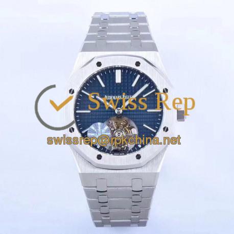 Replica Audemars Piguet Royal Oak Tourbillon Extra Thin 26510 JF Stainless Steel Blue Dial Swiss Tourbillon