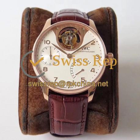 Replica IWC Portuguese Tourbillon Mystery IW504602 ZF Rose Gold White Dial Swiss Tourbillon