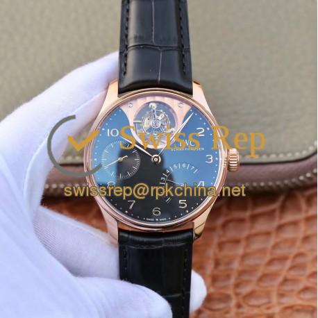 Replica IWC Portuguese Tourbillon Mystery IW504602 ZF Rose Gold Black Dial Swiss Tourbillon