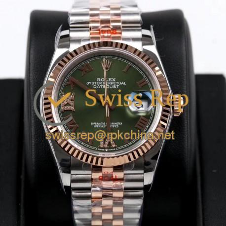 Replica Rolex Datejust 36MM 116231 GM Stainless Steel 904L & Rose Gold Green Dial Swiss 2824-2