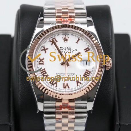 Replica Rolex Datejust 36MM 116231 GM Stainless Steel 904L & Rose Gold White Dial Swiss 2824-2