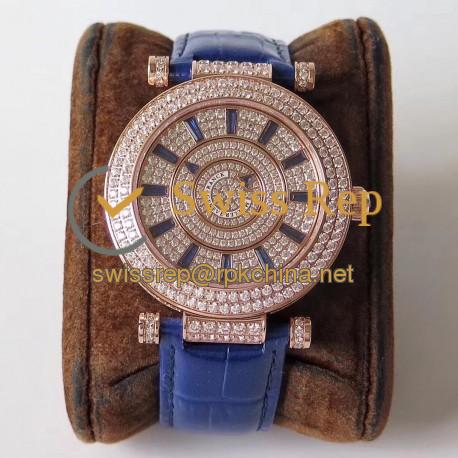 Replica Franck Muller Round Double Mystery Baguette Cut Diamond 42 DM D 2R CD GS Rose Gold & Diamonds Diamond Dial M9015