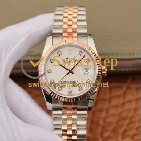 Replica Rolex Datejust 36MM 116231 GM Stainless Steel 904L & Rose Gold White Dial Swiss 2824-2