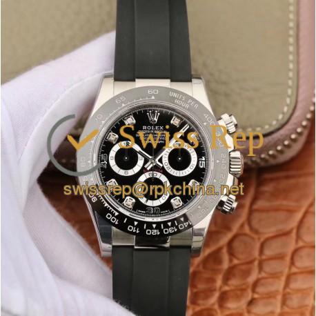 Replica Rolex Daytona Cosmograph 116519LN Noob V2 Stainless Steel 904L Black Dial Swiss 4130 Run 6@SEC