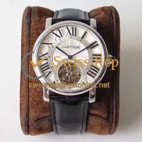 Replica Cartier Rotonde Flying Tourbillon W1556216 BL V2 Stainless Steel Silver Dial Swiss Tourbillon