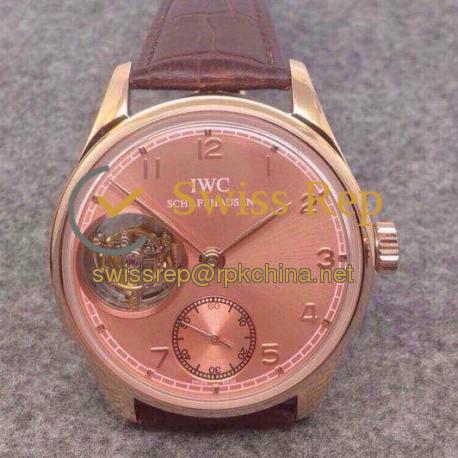 Replica IWC Portuguese Regulateur Tourbillon IW5446 Rose Gold Pink Dial Swiss Tourbillon