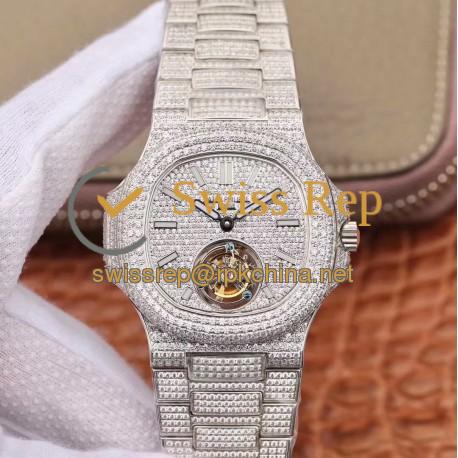 Replica Patek Philippe Nautilus Jumbo 5711 R8 Stainless Steel & Diamonds Diamond Dial Swiss Tourbillon