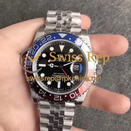 Replica Rolex GMT-Master II 126710BLRO EW Stainless Steel Black Dial Swiss 2836-2