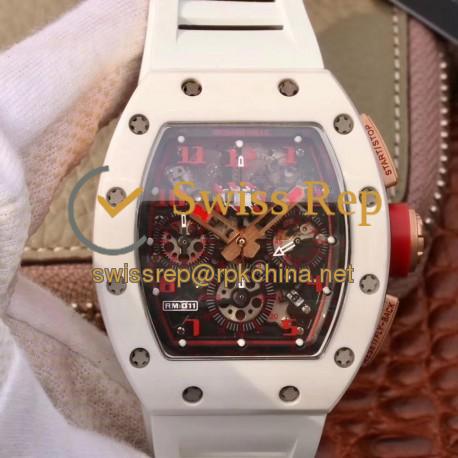 Replica Richard Mille RM011-FM Felipe Massa Flyback Dubai Chronograph KV White Ceramic Skeleton Dial Swiss 7750