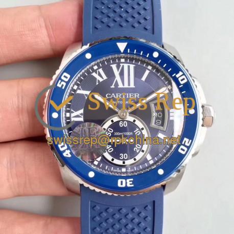 Replica Calibre De Cartier Diver WSCA0010 42MM JF Stainless Steel Blue Dial A23J