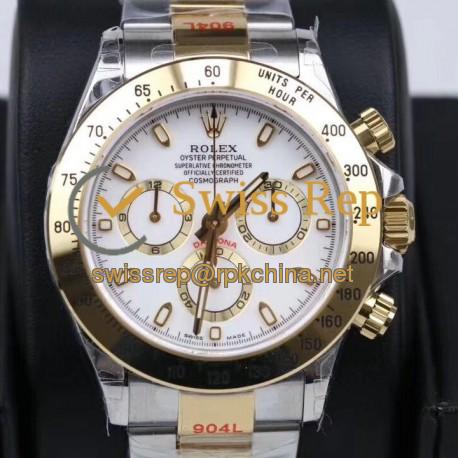 Replica Rolex Daytona Cosmograph 116503 GM Yellow Gold & Stainless Steel 904L White Dial Swiss 4130 Run 6@SEC