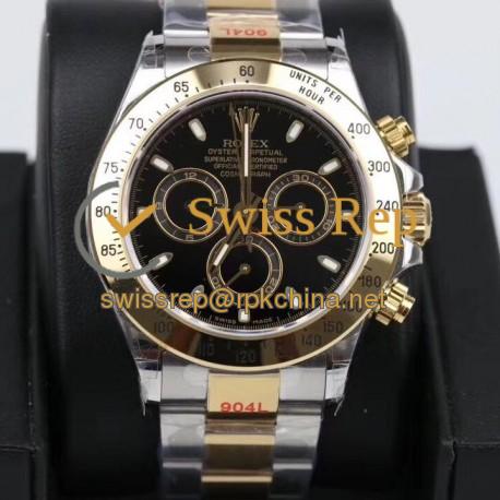 Replica Rolex Daytona Cosmograph 116503 GM Yellow Gold & Stainless Steel 904L Black Dial Swiss 4130 Run 6@SEC