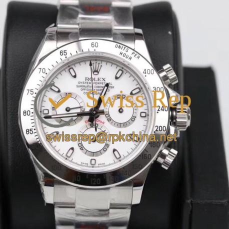 Replica Rolex Daytona Cosmograph 116520 GM Stainless Steel 904L White Dial Swiss 4130 Run 6@SEC