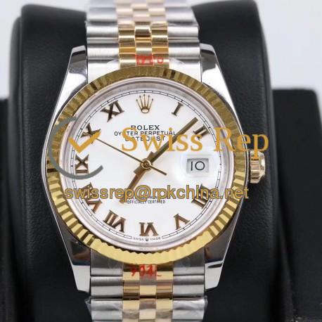 Replica Rolex Datejust 36MM 116233 GM Stainless Steel 904L & Yellow Gold White Dial Swiss 2824-2