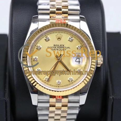 Replica Rolex Datejust 36MM 116233 GM Stainless Steel 904L & Yellow Gold Champagne Dial Swiss 2824-2